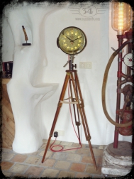 DCF clock on tripod vintage industrial